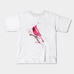 Red Cardinal on branch Kids T-Shirt